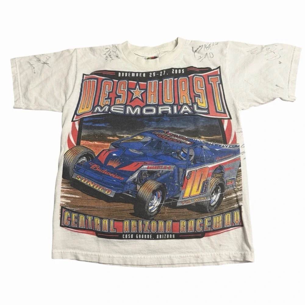 Signed Wes Hurst Memorial Central‎ Arizona Raceway Harley Davidson T-Shirt Youth